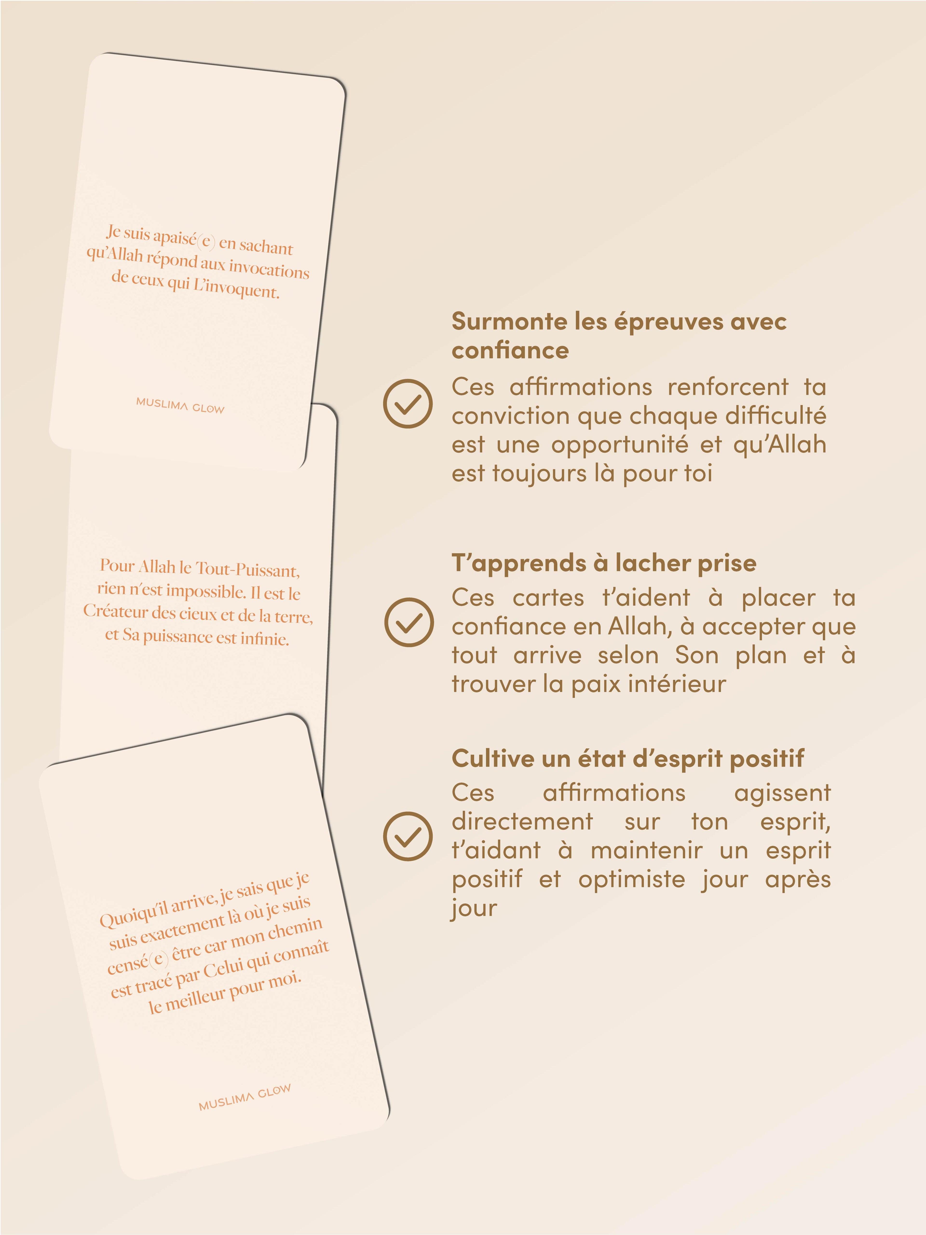 Deen Affirmations Thème Tawakkul/Confiance - 52 cartes d&