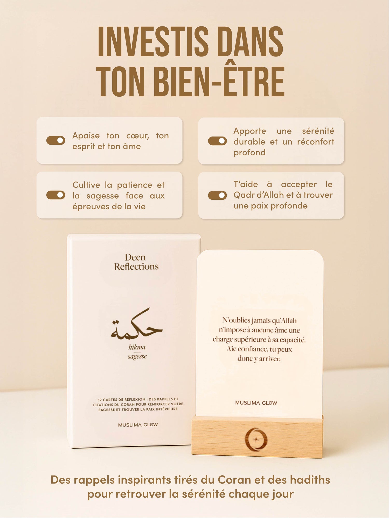 Deen Reflections - 52 cartes de rappels et versets du Coran